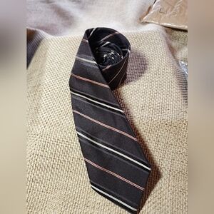Surrey Collection Tie Brown, red and gold Stripes Classic Length